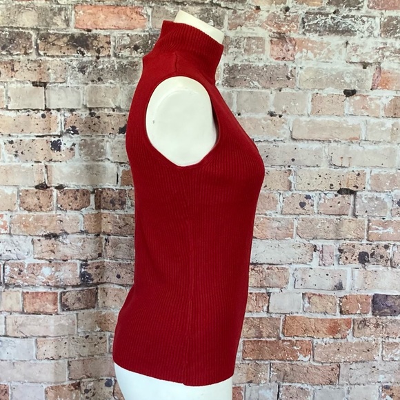 Dana Buchman Sleeveless Top Ribbed Red Sz Small - Picture 6 of 8